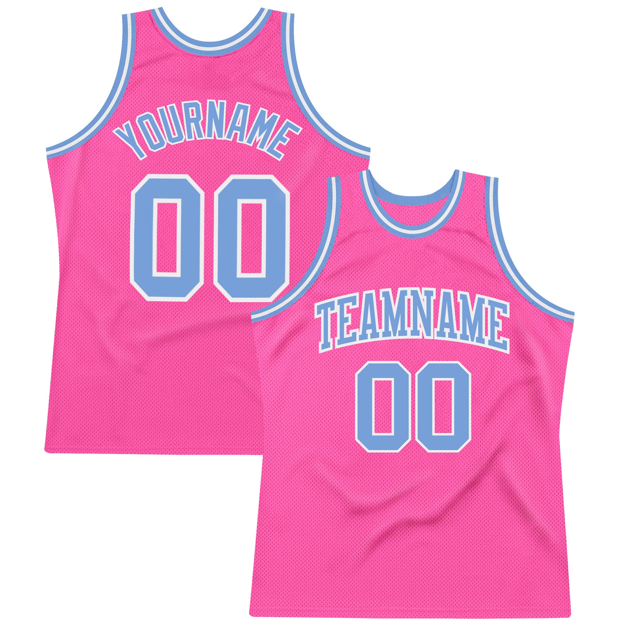 Custom Pink Light Blue White Throwback Basketball Jersey Authentic Custom Pink Light Blue-White Authentic Throwback Basketball