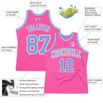 Custom Pink Light Blue White Throwback Basketball Jersey Authentic Custom Pink Light Blue-White Authentic Throwback Basketball - Image 2