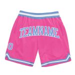Authentic Custom Pink Light Blue White Throwback Basketball Shorts Custom Pink Light Blue-White Authentic Throwback Basketball
