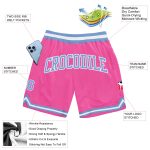 Authentic Custom Pink Light Blue White Throwback Basketball Shorts Custom Pink Light Blue-White Authentic Throwback Basketball - Image 2