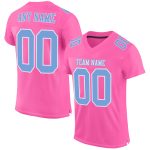 Custom Football Jersey - Pink Light Blue White Mesh Authentic Design Custom Pink Light Blue-White Mesh Authentic Football