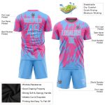 Custom Pink Light Blue White Soccer Jersey Sublimation Uniform for Kids and Adults Custom Pink Light Blue-White Sublimation - Image 3