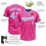 Custom Unisex Softball Jersey - Pink Light Blue-White Two-Button Style 5042 Custom Pink Light Blue-White Two-Button Unisex - Image 3