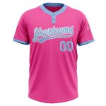 Custom Unisex Softball Jersey - Pink Light Blue-White Two-Button Style 5042 Custom Pink Light Blue-White Two-Button Unisex - Image 2