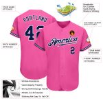 Custom Baseball Jersey, Authentic Pink Navy White Design for Fans Custom Pink Navy-White Authentic Baseball Jersey - Image 3