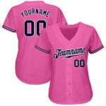 Custom Baseball Jersey, Authentic Pink Navy White Design for Fans Custom Pink Navy-White Authentic Baseball Jersey - Image 2