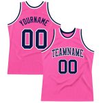 Custom Authentic Throwback Basketball Jersey - Pink Navy White Design Custom Pink Navy-White Authentic Throwback Basketball
