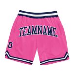 Custom Pink Navy White Basketball Shorts - Authentic Throwback Style Custom Pink Navy-White Authentic Throwback Basketball