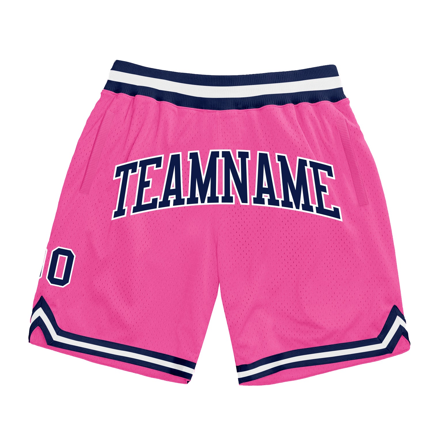 Custom Pink Navy White Basketball Shorts - Authentic Throwback Style Custom Pink Navy-White Authentic Throwback Basketball
