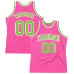 Custom Pink Neon Basketball Jersey - Authentic Green and White Throwback Style Custom Pink Neon Green-White Authentic Throwback