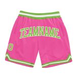 Custom Pink Neon Green White Authentic Basketball Shorts - Throwback Style Custom Pink Neon Green-White Authentic Throwback