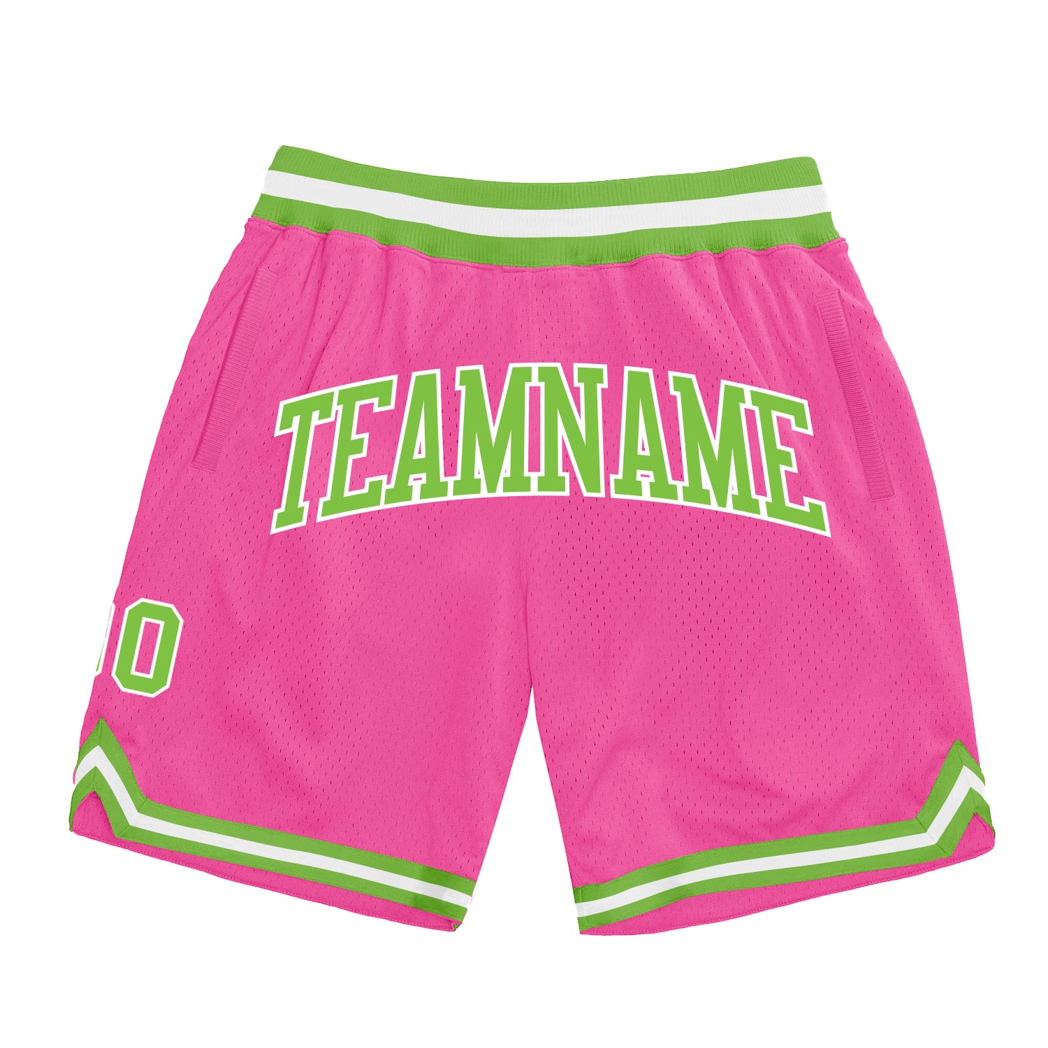 Custom Pink Neon Green White Authentic Basketball Shorts - Throwback Style Custom Pink Neon Green-White Authentic Throwback