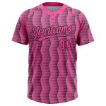 Custom Pink Black Two-Button Unisex Softball Jersey - Comfortable Athletic Wear for Team Sports Custom Pink Pink-Black Two-Button - Image 2