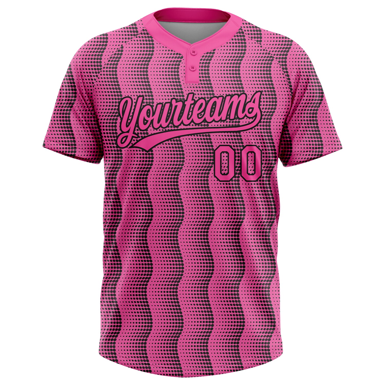 Custom Pink Pink-Black Two-Button Unisex Softball Jersey Custom Pink Black Two-Button Unisex Softball Jersey - Comfortable Athletic Wear for Team Sports Custom Pink Pink-Black Two-Button - Image 2