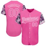 Custom Pink Camo Baseball Jersey - 3D Pattern Design, Authentic Style Custom Pink Pink-Camo 3D Pattern Design Authentic Baseball