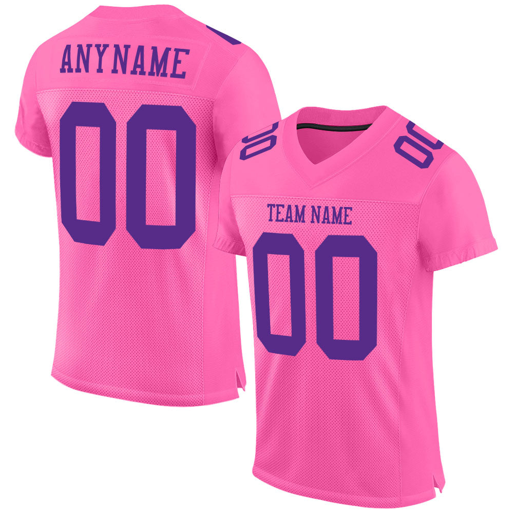 Custom Pink Purple Authentic Football Jersey - Personalized Mesh Sportswear Custom Pink Purple Mesh Authentic Football Jersey