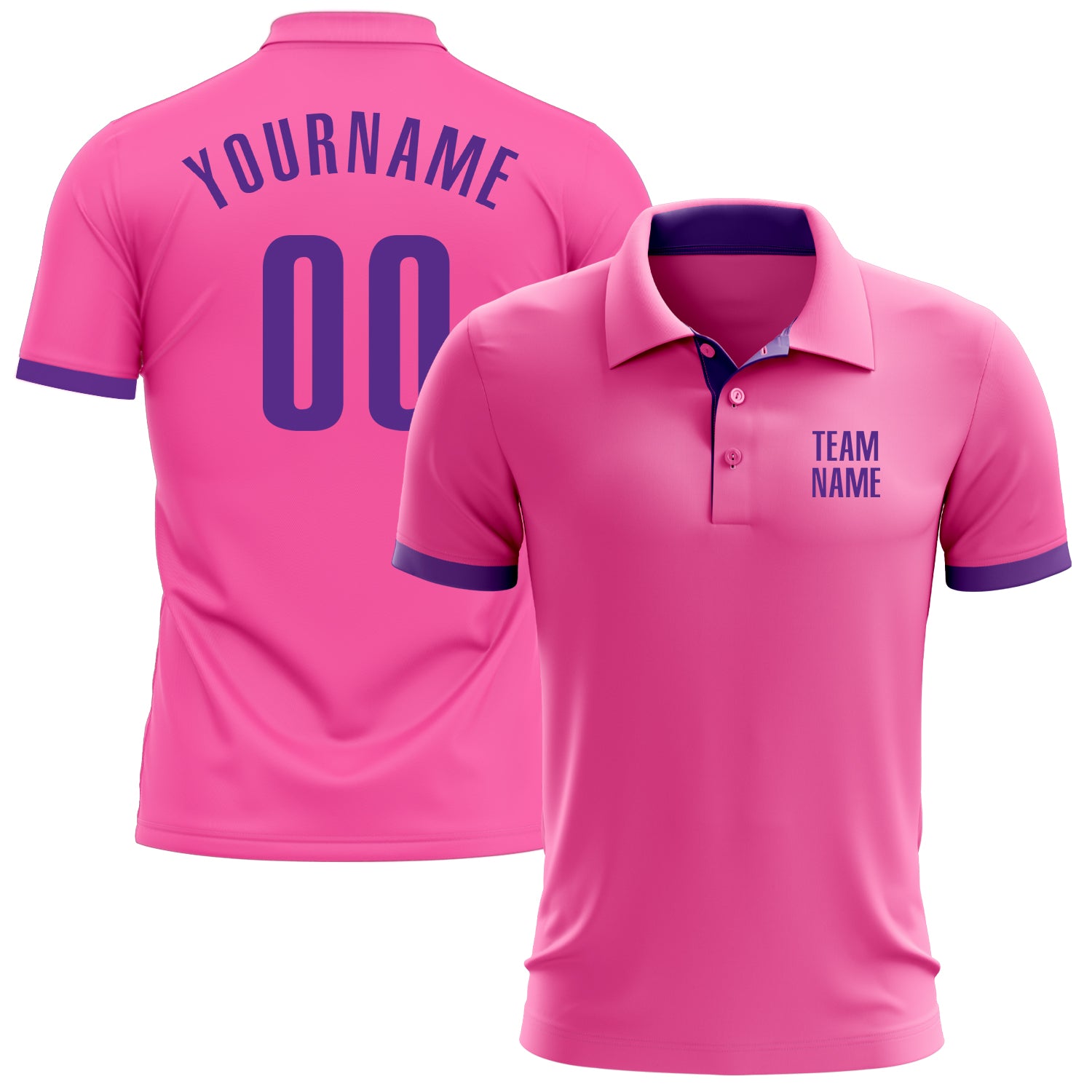 Custom Pink Purple Golf Polo Shirt for Performance Wear Custom Pink Purple Performance Golf Polo Shirt