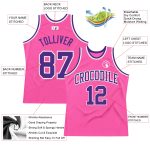Custom Pink Purple White Basketball Jersey - Authentic Throwback Style Custom Pink Purple-White Authentic Throwback Basketball - Image 2