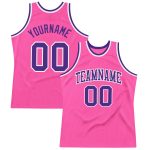 Custom Pink Purple White Basketball Jersey - Authentic Throwback Style Custom Pink Purple-White Authentic Throwback Basketball
