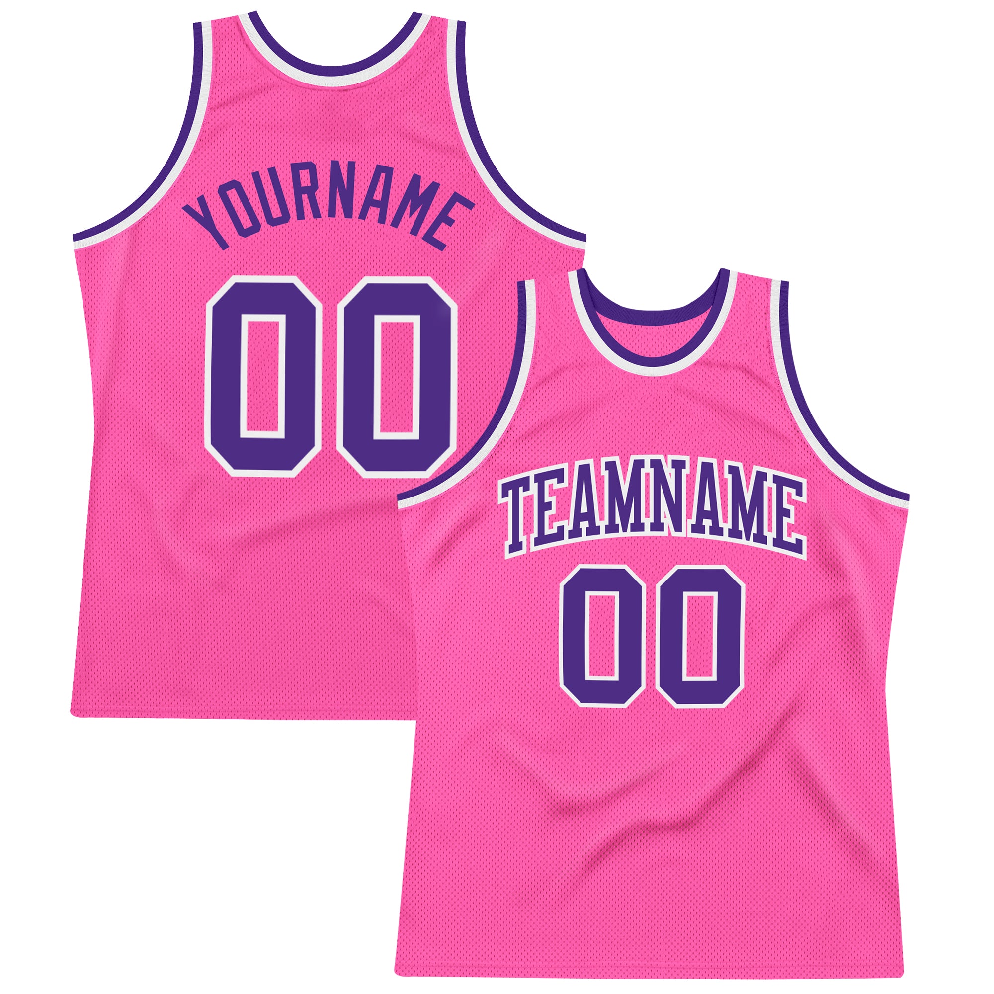 Custom Pink Purple White Basketball Jersey - Authentic Throwback Style Custom Pink Purple-White Authentic Throwback Basketball
