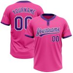 Custom Two-Button Unisex Softball Jersey in Pink Purple and White Custom Pink Purple-White Two-Button Unisex Softball Jersey