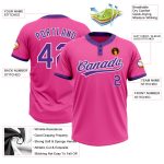 Custom Two-Button Unisex Softball Jersey in Pink Purple and White Custom Pink Purple-White Two-Button Unisex Softball Jersey - Image 3