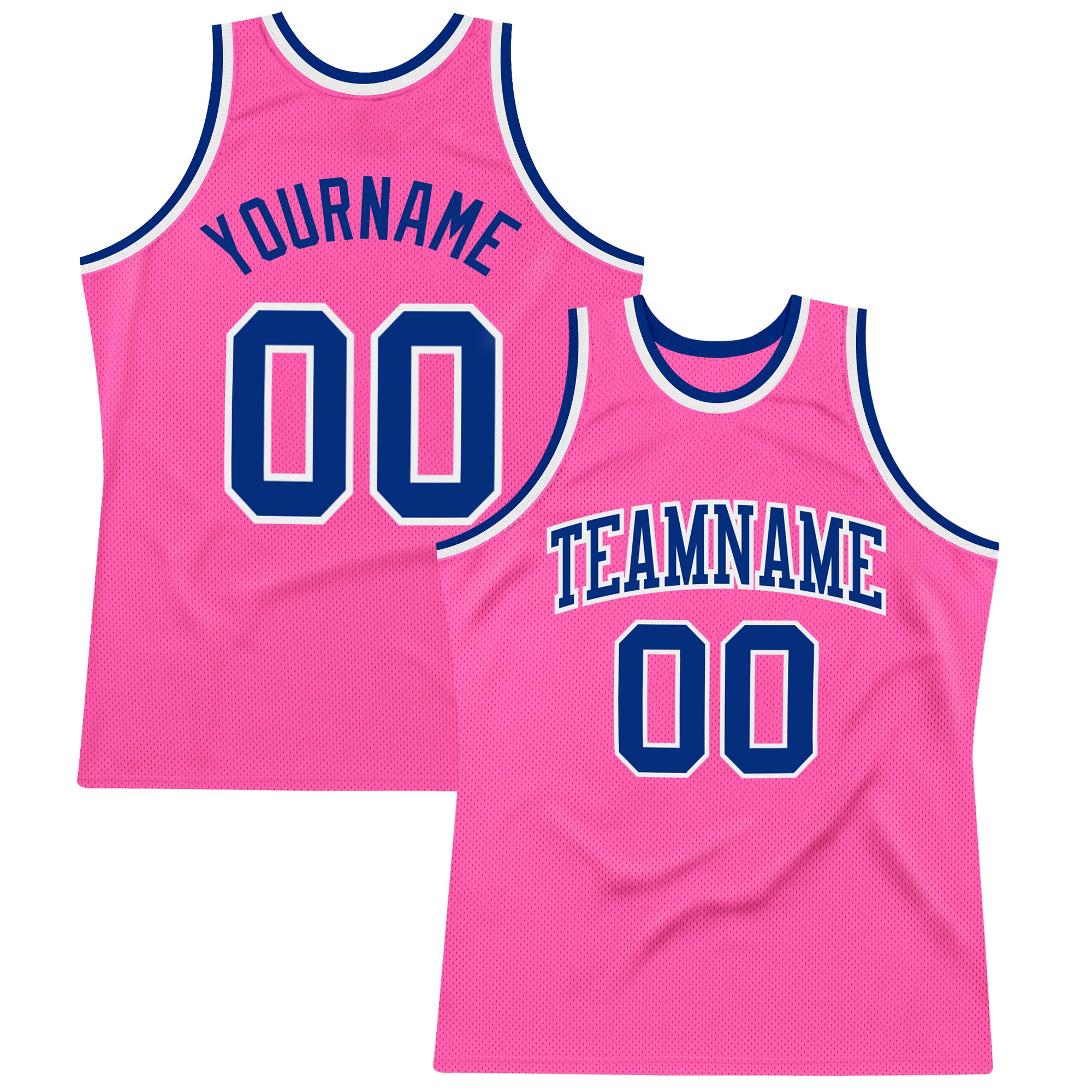 Custom Pink White Authentic Basketball Jersey - Royal Throwback Style Custom Pink Royal-White Authentic Throwback Basketball