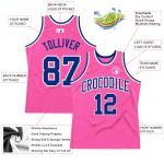 Custom Pink White Authentic Basketball Jersey - Royal Throwback Style Custom Pink Royal-White Authentic Throwback Basketball - Image 2