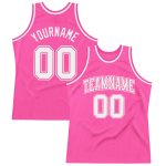 Authentic Custom Pink White Basketball Jersey - Retro Throwback Styles Custom Pink White Authentic Throwback Basketball Jersey