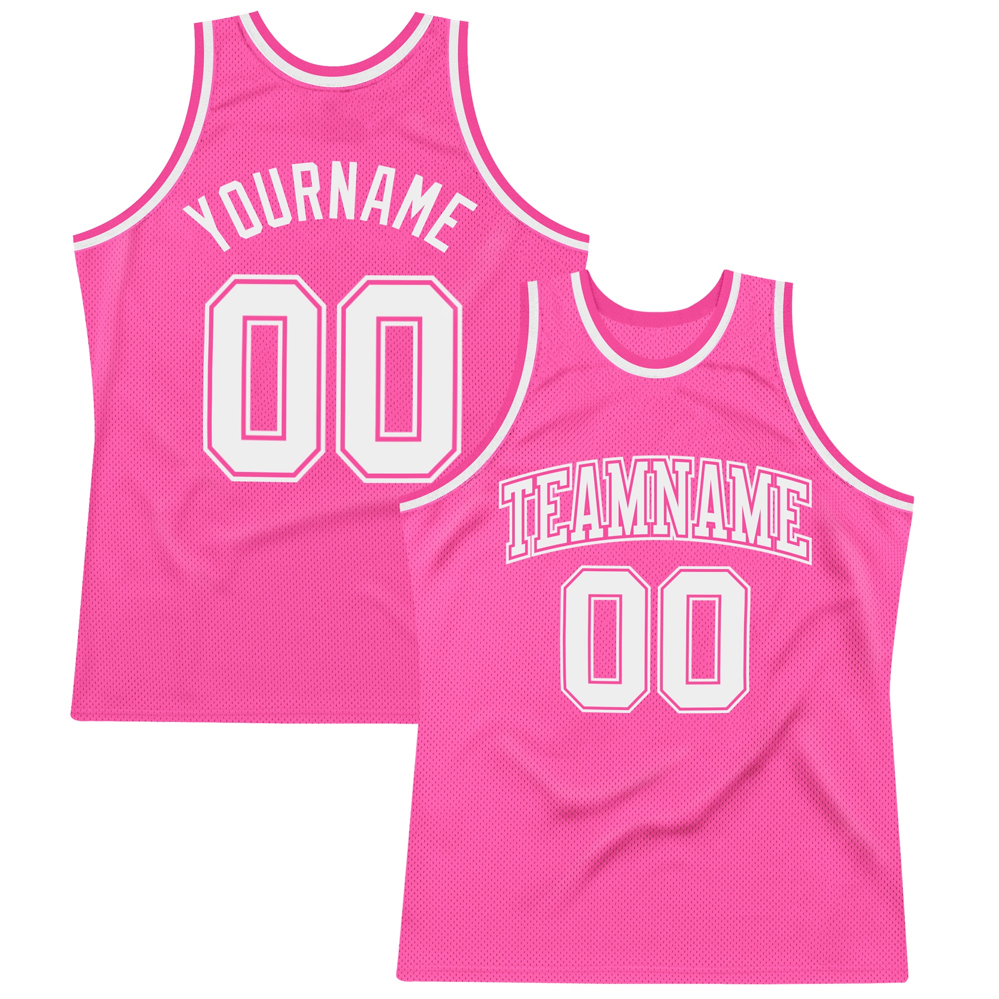 Authentic Custom Pink White Basketball Jersey - Retro Throwback Styles Custom Pink White Authentic Throwback Basketball Jersey