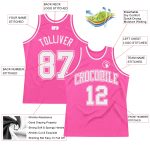 Authentic Custom Pink White Basketball Jersey - Retro Throwback Styles Custom Pink White Authentic Throwback Basketball Jersey - Image 2