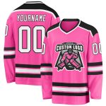 Personalized Pink Black White Hockey Jersey - Custom Team Apparel Custom Pink White-Black Hockey Jersey