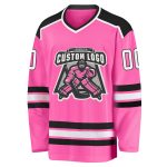 Personalized Pink Black White Hockey Jersey - Custom Team Apparel Custom Pink White-Black Hockey Jersey - Image 2