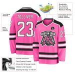 Personalized Pink Black White Hockey Jersey - Custom Team Apparel Custom Pink White-Black Hockey Jersey - Image 3