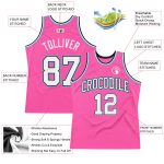 Authentic Custom Basketball Jersey - Pink White Black Light Blue Throwback Design Custom Pink White Black-Light Blue Authentic - Image 2