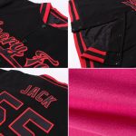 Custom Bomber Jacket Pink White Black Light Blue Full-Snap Two Tone Varsity Letterman Custom Pink White Black-Light Blue - Image 2