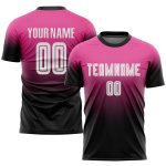 Custom Pink Black White Fashion Soccer Jersey - Sublimation Fade Uniform Custom Pink White-Black Sublimation Fade Fashion