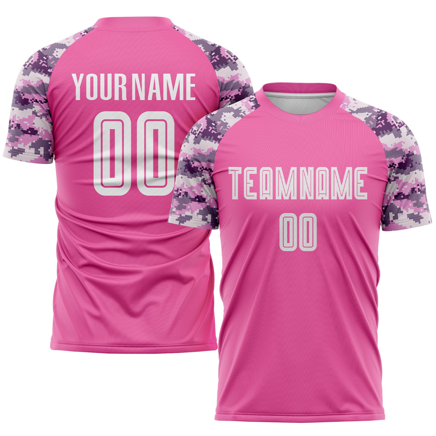 Custom Pink White Camo Soccer Jersey for Sublimation | Performance Uniform Custom Pink White-Camo Sublimation Soccer Uniform