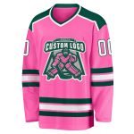 Custom Pink White Green Hockey Jersey - Personalized Sports Apparel for Team and Fan Engagement Custom Pink White-Green Hockey - Image 2