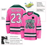 Custom Pink White Green Hockey Jersey - Personalized Sports Apparel for Team and Fan Engagement Custom Pink White-Green Hockey - Image 3