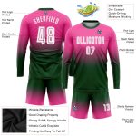 Custom Soccer Uniform Jersey - Pink White Green Fade Sublimation Long Sleeve Fashion Wear Custom Pink White-Green Sublimation - Image 3