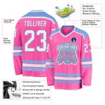 Custom Pink White Light Blue Hockey Jersey for Personalized Team Gear Custom Pink White-Light Blue Hockey Jersey - Image 3