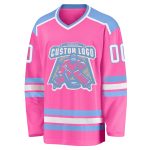 Custom Pink White Light Blue Hockey Jersey for Personalized Team Gear Custom Pink White-Light Blue Hockey Jersey - Image 2