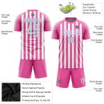 Custom Pink White Light Blue Soccer Uniform Jersey for Kids and Adults Custom Pink White-Light Blue Sublimation Soccer Uniform - Image 3
