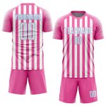 Custom Pink White Light Blue Soccer Uniform Jersey for Kids and Adults Custom Pink White-Light Blue Sublimation Soccer Uniform - Image 2