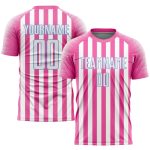 Custom Pink White Light Blue Soccer Uniform Jersey for Kids and Adults Custom Pink White-Light Blue Sublimation Soccer Uniform