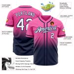 Custom Pink White Navy Baseball Jersey - Authentic Fade Fashion Design Custom Pink White-Navy Authentic Fade Fashion Baseball - Image 2