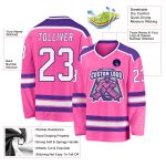 Personalized Pink White Purple Hockey Jersey for Custom Team Apparel Custom Pink White-Purple Hockey Jersey - Image 3