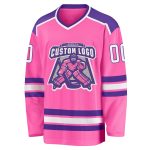 Personalized Pink White Purple Hockey Jersey for Custom Team Apparel Custom Pink White-Purple Hockey Jersey - Image 2