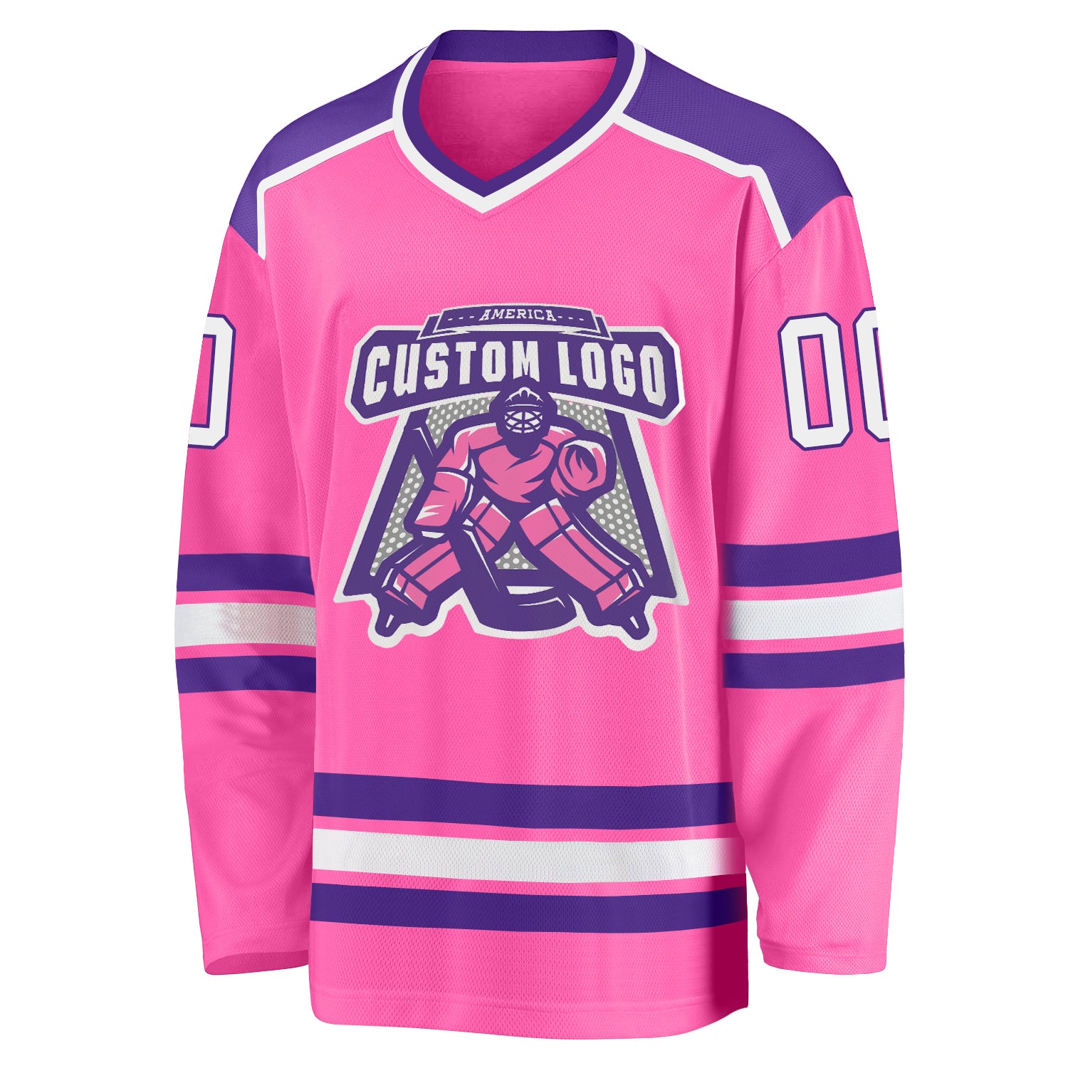 Custom Pink White-Purple Hockey Jersey Personalized Pink White Purple Hockey Jersey for Custom Team Apparel Custom Pink White-Purple Hockey Jersey - Image 2